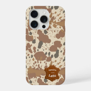 Echte 100% Latte Koeienhuid Coffee Aesthetic iPhone 15 Pro Case