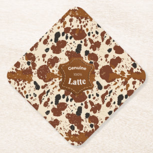 Echte 100% Latte koeienhuid patroon Neutraal Kartonnen Onderzetters