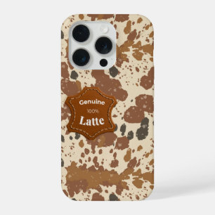 Echte 100% Latte-mok Koeienhuid koffie-esthetiek iPhone 15 Pro Case