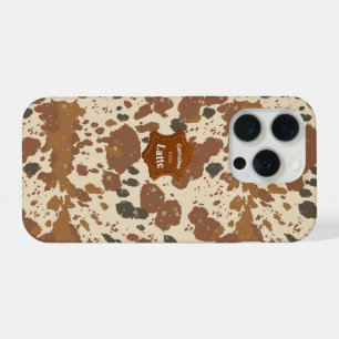 Echte 100% Latte-mok Koeienhuid koffie-esthetiek iPhone 15 Pro Case