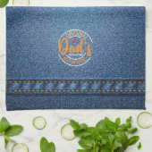 Echte achtertuin-BBQ van papa, overal denimprint Theedoek (Gevouwen)