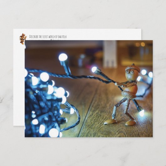 Echte acorn met kerstlichtketens - Kerstmis Briefkaart (Voorkant / Achterkant)