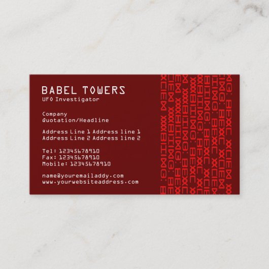 Echte Alien Writing - Bruin Visitekaartje (Voorkant)