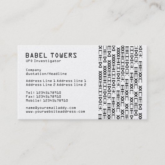 Echte Alien Writing Visitekaartje (Voorkant)