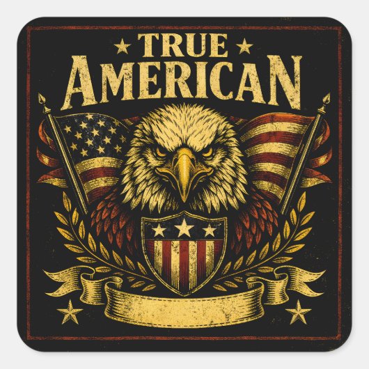Echte Amerikaan – Trots Patriot Pride Dapper Vierkante Sticker (Voorkant)