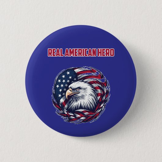 Echte Amerikaanse Held Patriottisme Moed Design Ronde Button 5,7 Cm (Voorkant)