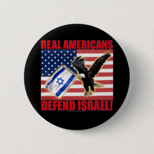 Echte Amerikanen verdedigen Israël Ronde Button 5,7 Cm