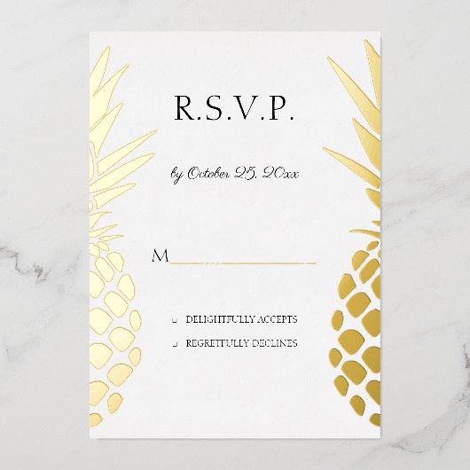 echte ananas van folie trouw-RSVP  Uitnodiging (Voorkant)