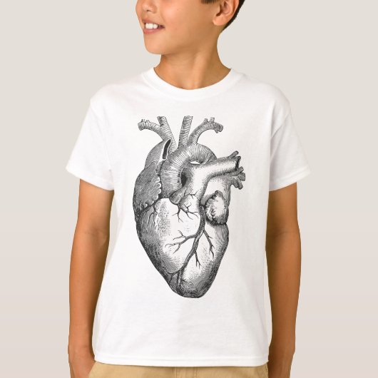 Echte anatomische menselijke harttekening t-shirt (Voorkant)