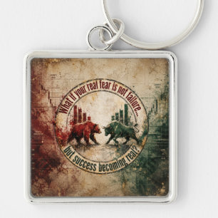 Echte Angst Is Niet Falen Vintage Stier Beer Sleutelhanger