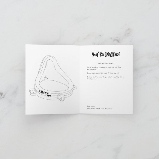 Echte Art Duchamp's Fountain Satire Joke Kaart (Binnen)