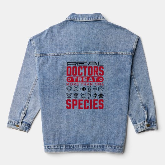 Echte artsen behandelen meer dan één diersoort denim jacket (Achterkant)