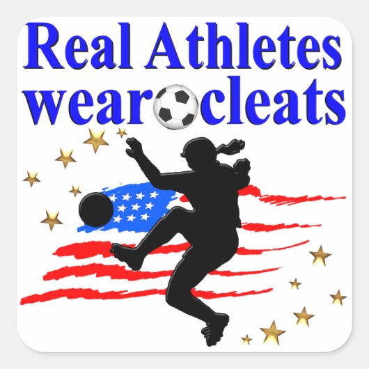 ECHTE ATLETEN DRAAG VOETBALONTWERP VIERKANTE STICKER (Voorkant)