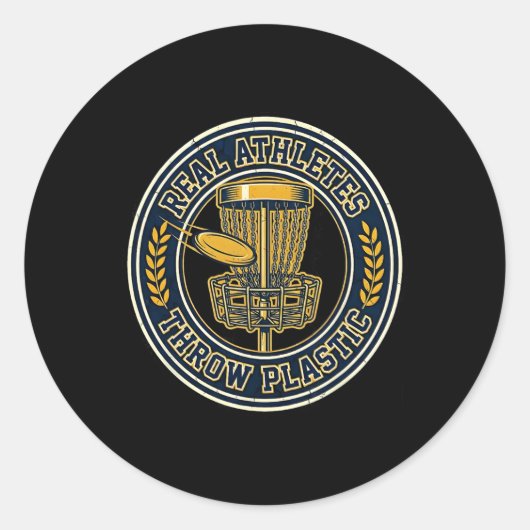 Echte atleten gooien plastic discgolf-statement ronde sticker (Voorkant)