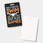 Echte atleten zwemmen badge (Voor- en achterkant)