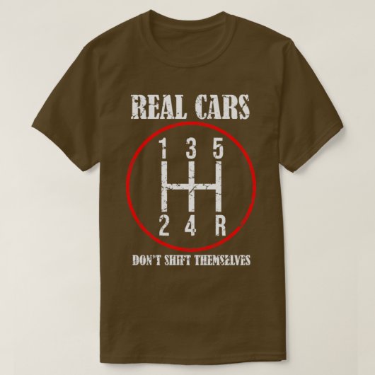 Echte auto's kunnen zich niet zelf verplaatsen t-shirt (Design voorkant)