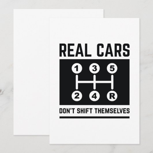 Echte auto's schuiven zichzelf niet aan bedankkaart (Voorkant / Achterkant)