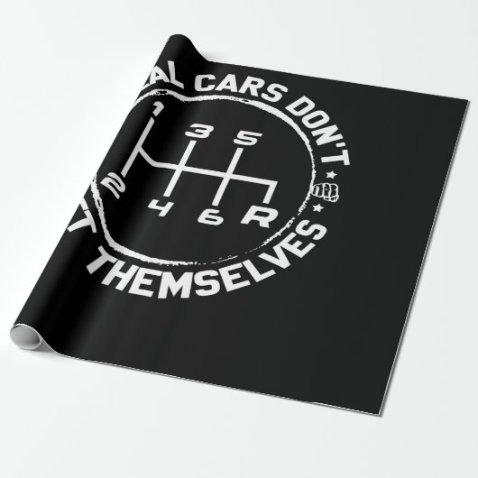 Echte auto's schuiven zichzelf niet aan het drijve cadeaupapier (Uitgerold)