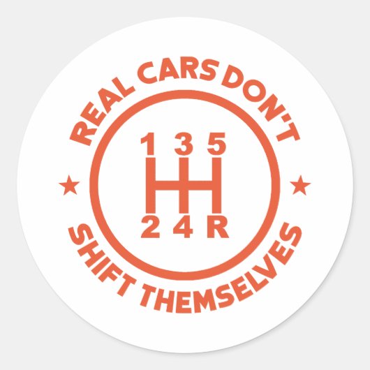 Echte auto's schuiven zichzelf niet aan ronde sticker (Voorkant)