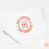 Echte auto's schuiven zichzelf niet aan ronde sticker (Envelop)