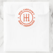 Echte auto's schuiven zichzelf niet aan ronde sticker (Tas)