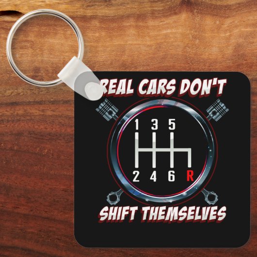 Echte auto's verschuiven zichzelf niet grappig aut sleutelhanger (Voorkant)
