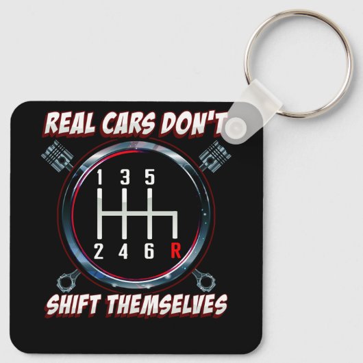 Echte auto's verschuiven zichzelf niet grappig aut sleutelhanger (Achterkant)