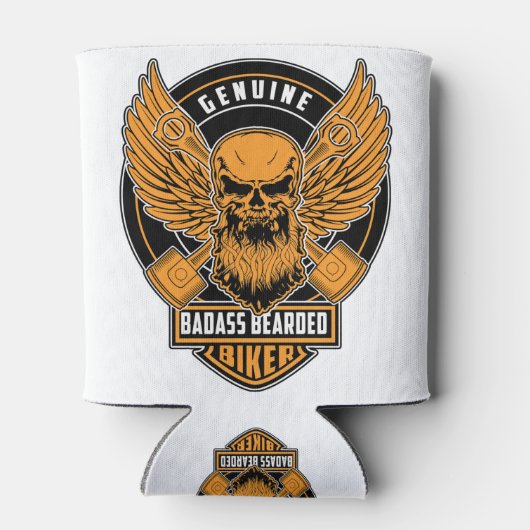 Echte badass bebaarde biker blikjeskoeler (Achterkant)