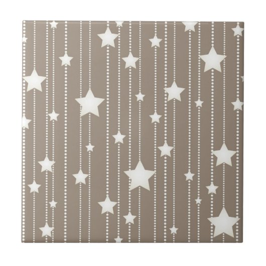 Echte beige en witte-sterrenstaafjes tegeltje (Voorkant)
