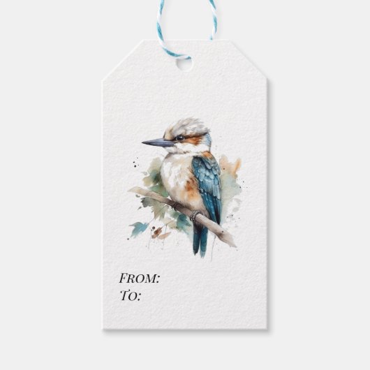 Echte Blauwe Kookaburra, op maat Cadeaulabel (Voorkant)
