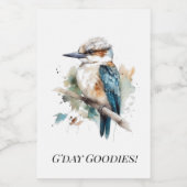Echte Blauwe Kookaburra, op maat Voedselcontainer Etiket (Enkel label)