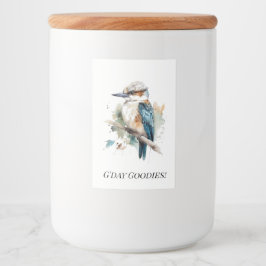 Echte Blauwe Kookaburra, op maat Voedselcontainer Etiket