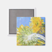 Echte blauwe zonnebloemen magneet (Voorkant / Achterkant)