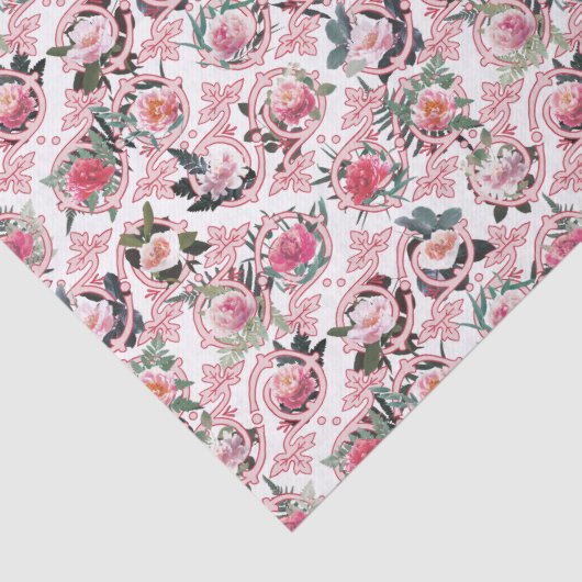 Echte bloem roze filigraan tissuepapier (Detail)