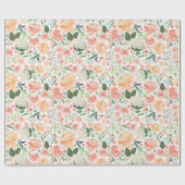Echte Blush Peach Waterverf Floral Light Cadeaupapier (Vlak)