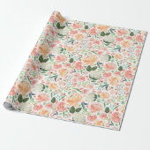 Echte Blush Peach Waterverf Floral Light Cadeaupapier (Uitgerold)