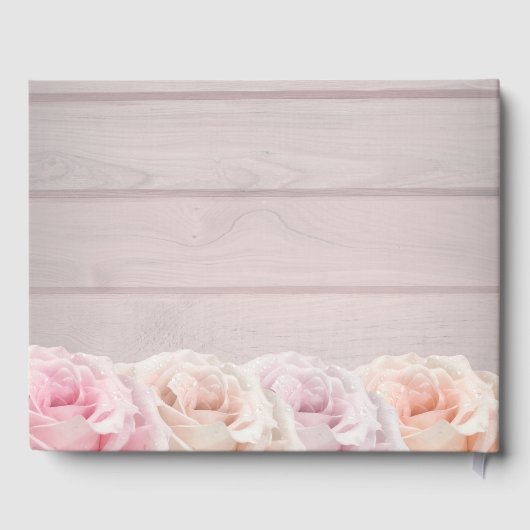 Echte Blush Roze Rozen Rustieke Chic Bloemen Bruil Gastenboek (Achterkant)