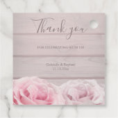 Echte Blush Rozen Rustiek Hout Wedding Bedankjes Labels (Achterkant)