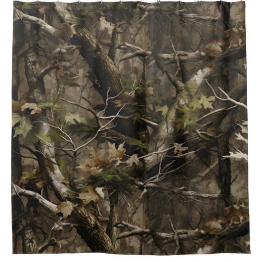 Echte boom camouflage douchegordijn (Voorkant)