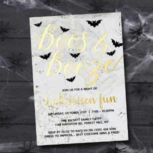 Echte Boos & Booze Halloween-feestviering Folie Uitnodiging