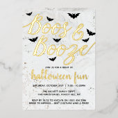 Echte Boos & Booze Halloween-feestviering Folie Uitnodiging (Voorkant)
