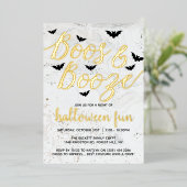 Echte Boos & Booze Halloween-feestviering Folie Uitnodiging (Staand Voorkant)