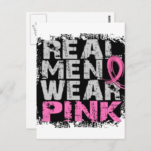 Echte borstkanker Mannen Draag Roze Briefkaart (Voorkant / Achterkant)