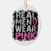Echte borstkanker Mannen Draag Roze Keramisch Ornament (Rechts)