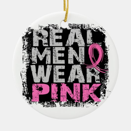 Echte borstkanker Mannen Draag Roze Keramisch Ornament (Voorkant)