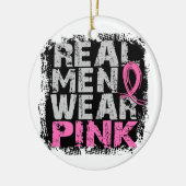 Echte borstkanker Mannen Draag Roze Keramisch Ornament (Links)