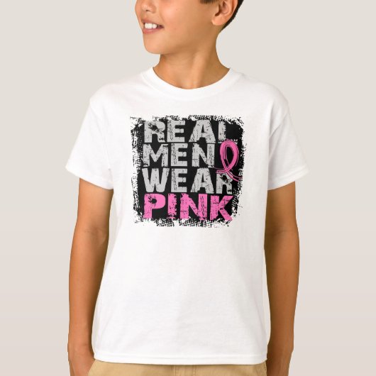 Echte borstkanker Mannen Draag Roze T-shirt (Voorkant)