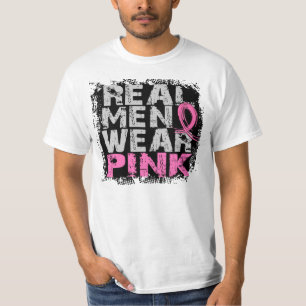 Echte borstkanker Mannen Draag Roze T-shirt