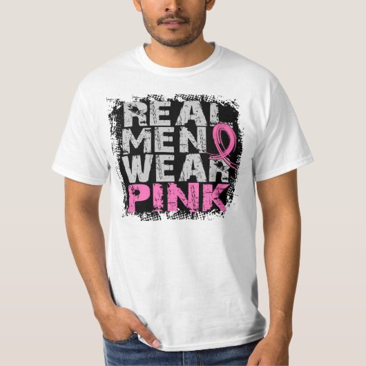 Echte borstkanker Mannen Draag Roze T-shirt (Voorkant)