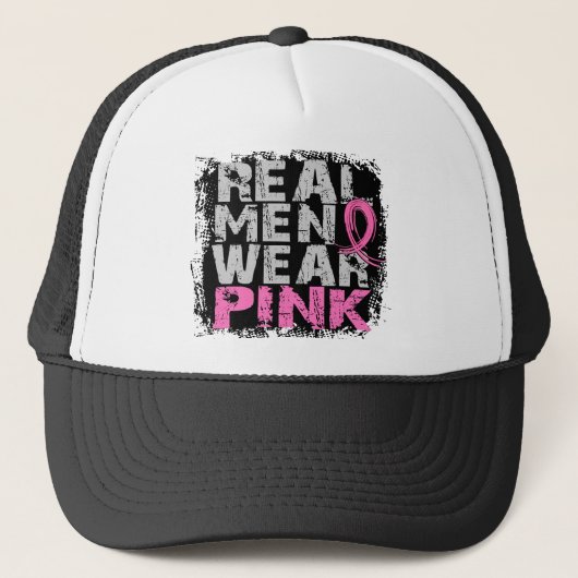 Echte borstkanker Mannen Draag Roze Trucker Pet (Voorkant)